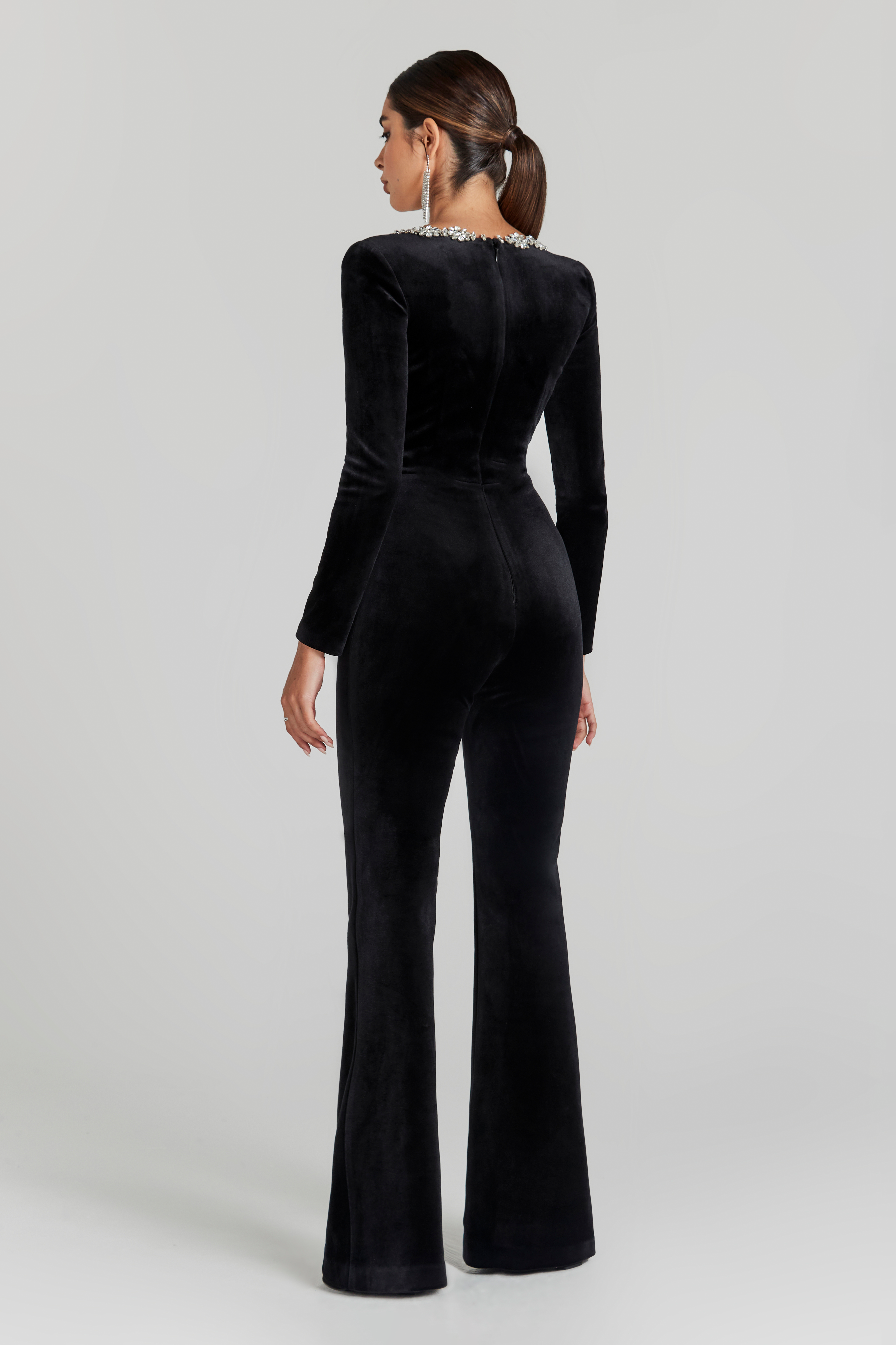Keyana™ - Neck-Detail Solid Jumpsuit
