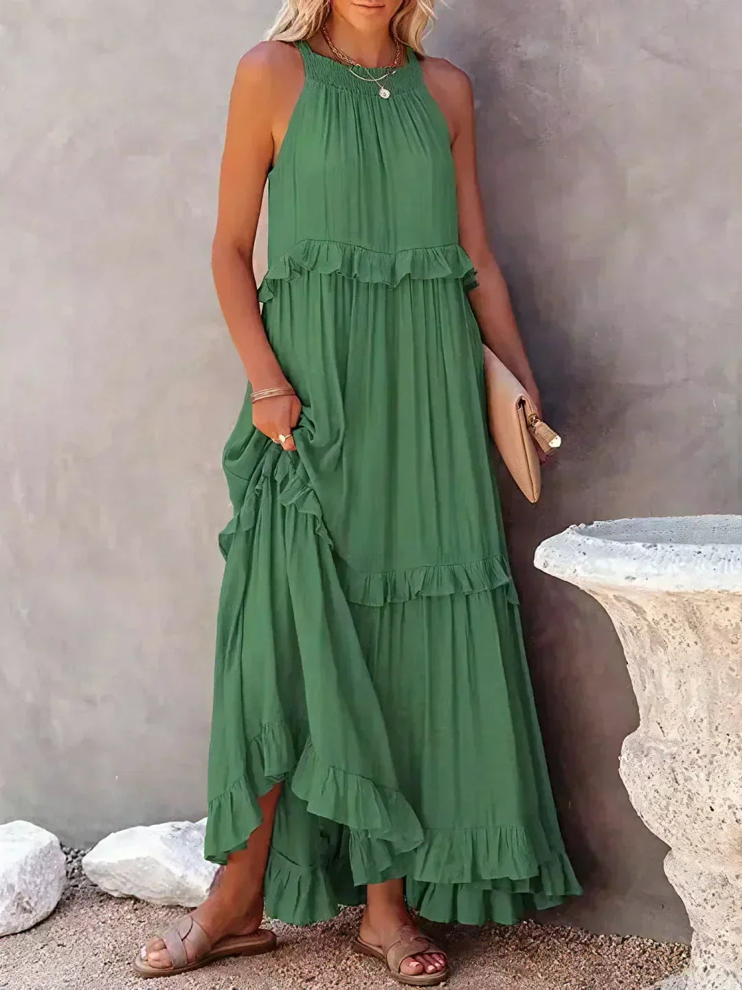 Emily™ - Halter Ruffle Maxi Dress