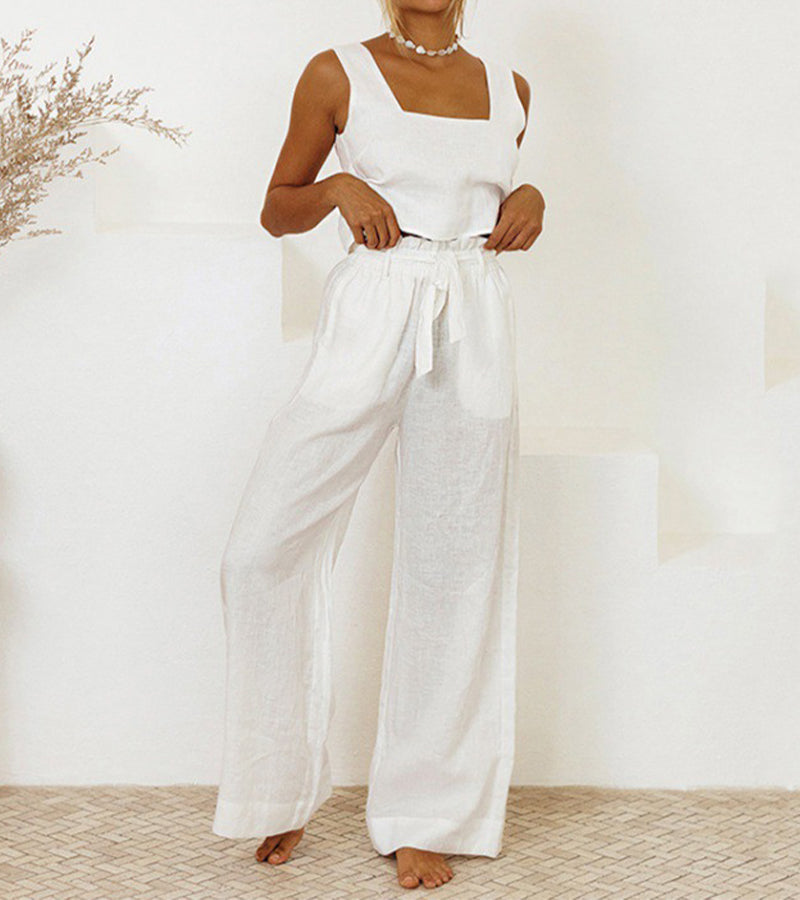 Evelyne™ - Luxe Minimalist Top & Wide-Leg Pants Set