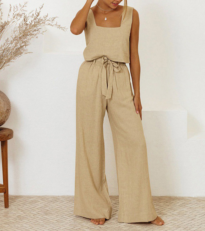 Evelyne™ - Luxe Minimalist Top & Wide-Leg Pants Set