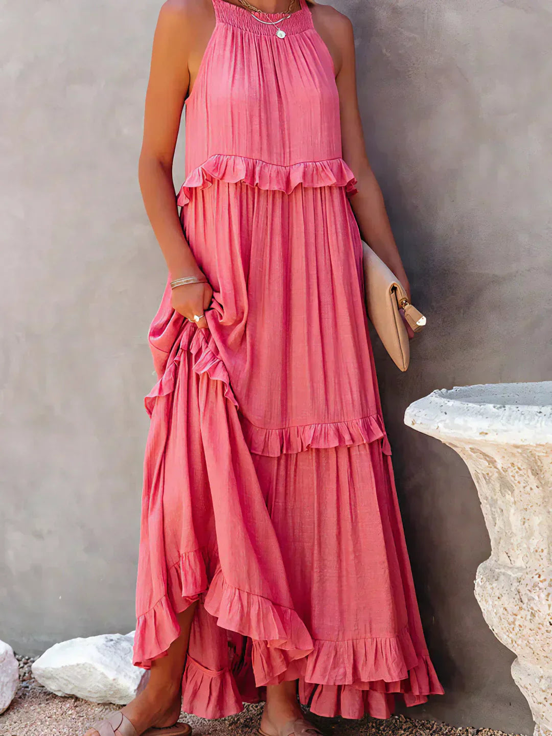 Emily™ - Halter Ruffle Maxi Dress