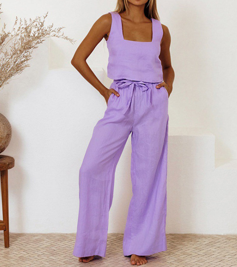 Evelyne™ - Luxe Minimalist Top & Wide-Leg Pants Set