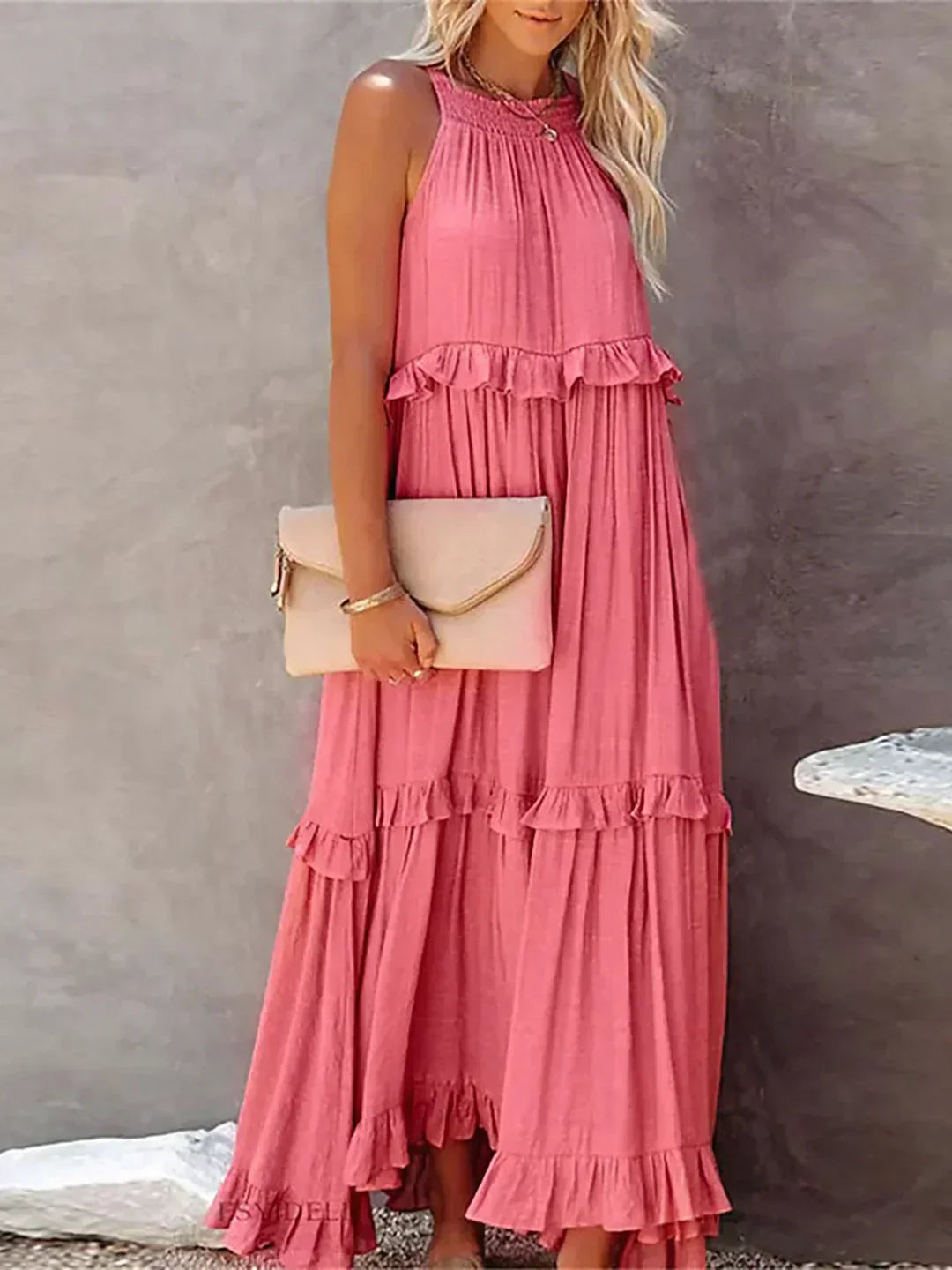 Emily™ - Halter Ruffle Maxi Dress