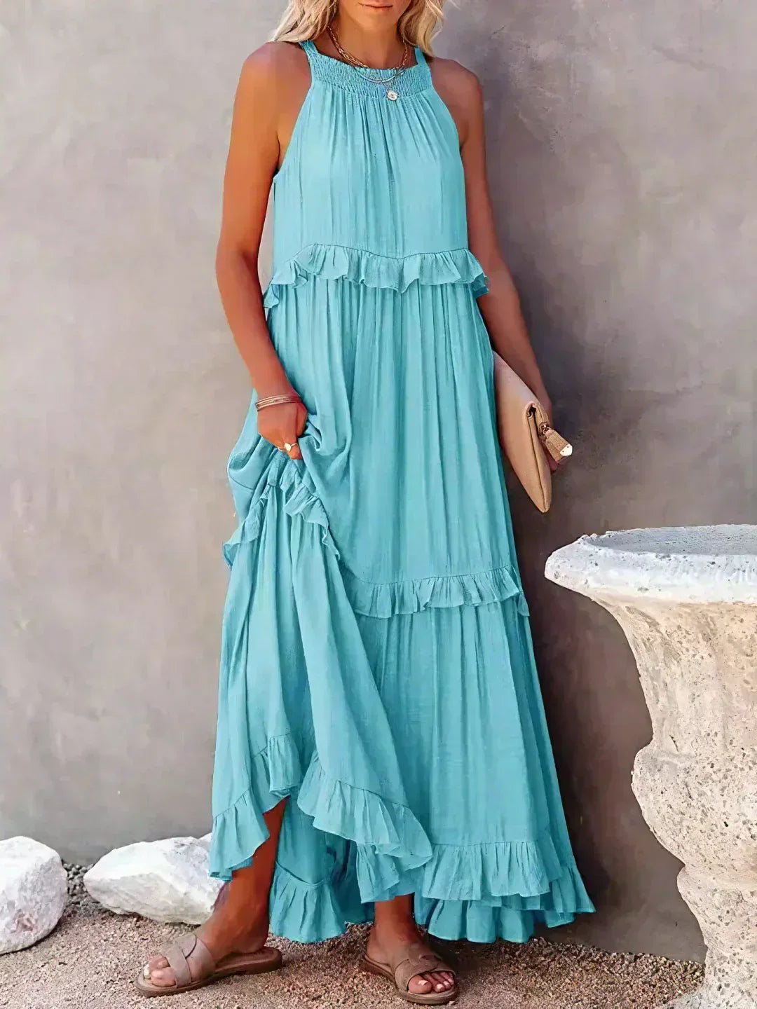 Emily™ - Halter Ruffle Maxi Dress