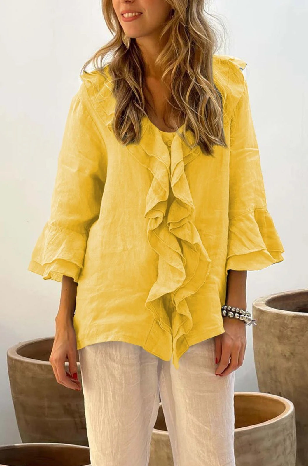 Cherelle™ - Chic Flowy Ruffle Blouse