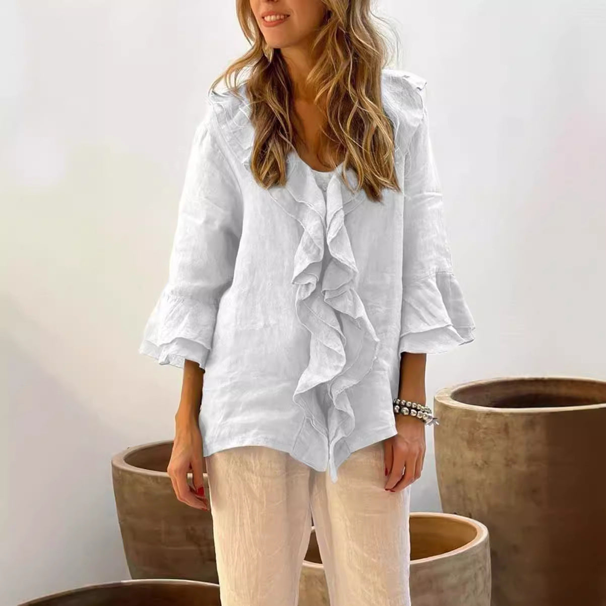 Cherelle™ - Chic Flowy Ruffle Blouse