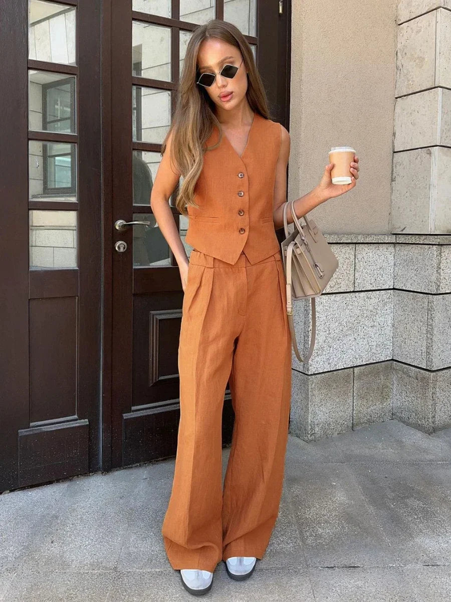 Amber Elegance Linen Suit