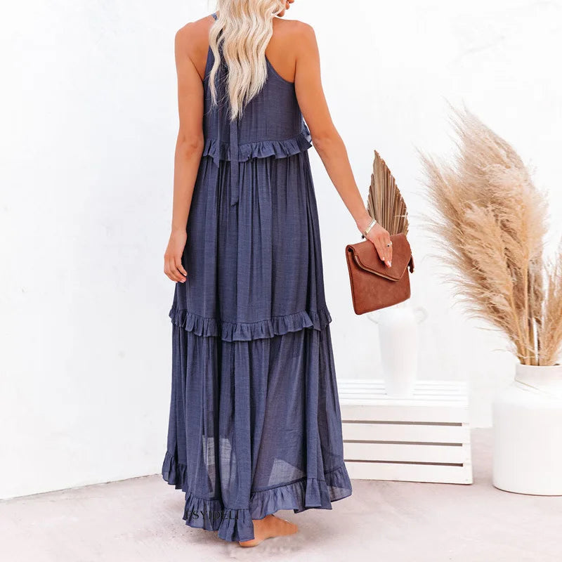 Emily™ - Halter Ruffle Maxi Dress