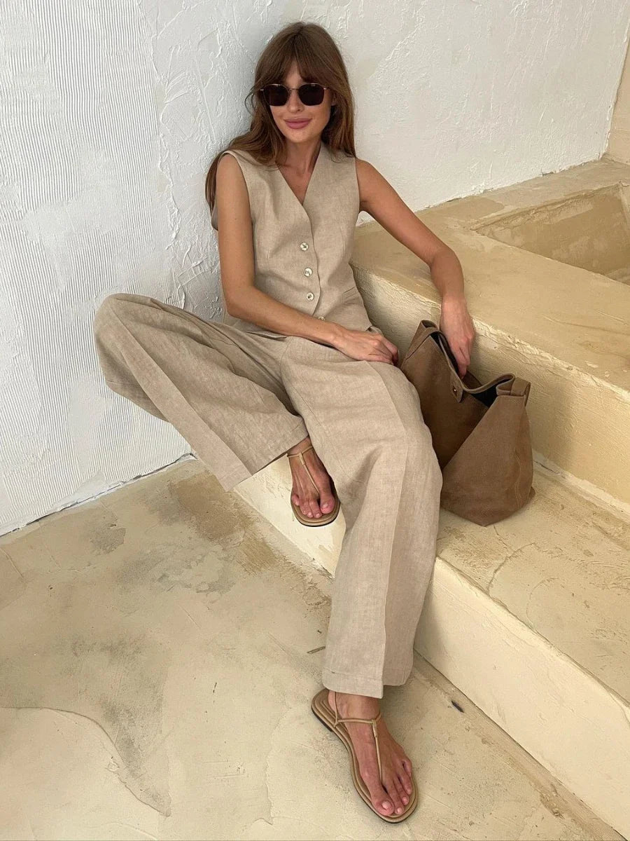 Amber Elegance Linen Suit