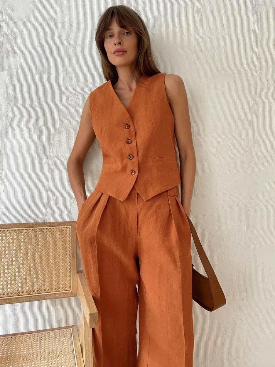 Amber Elegance Linen Suit