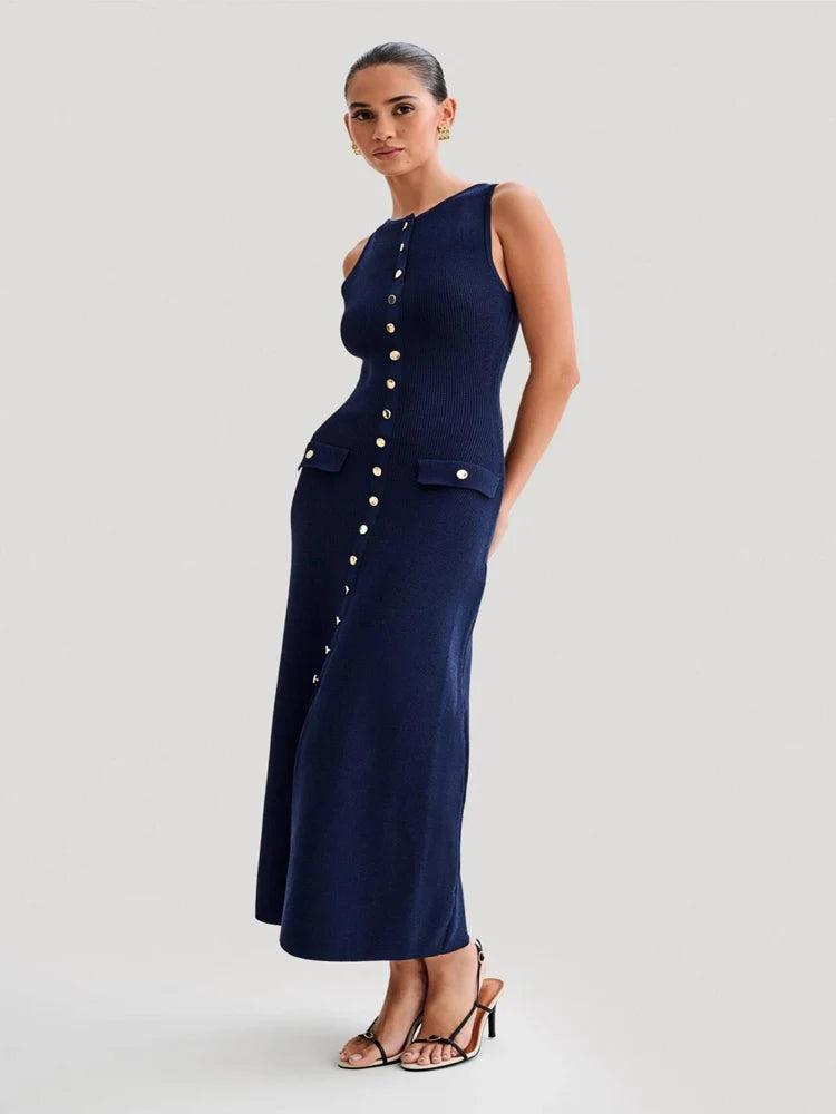 Evelyn Buttoned Midi Dress