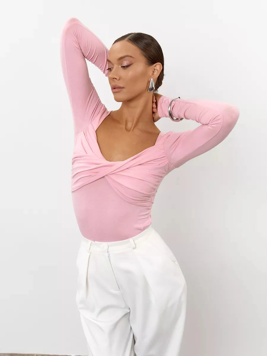 Elegance Twist Long-Sleeve Bodysuit