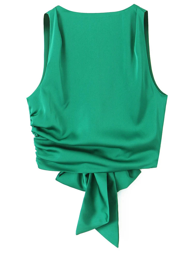 Emerald Green Sleeveless Crop Top