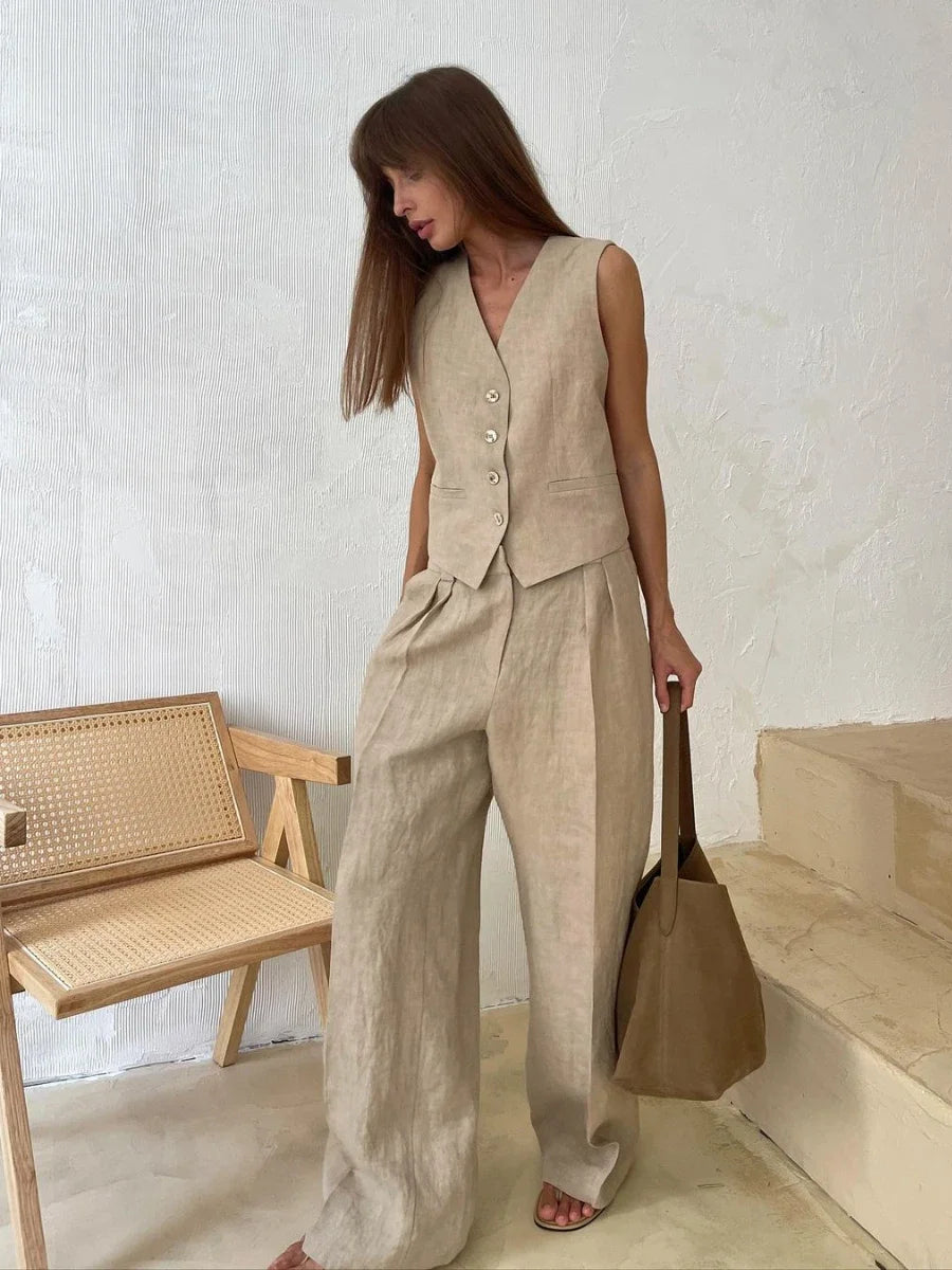 Amber Elegance Linen Suit