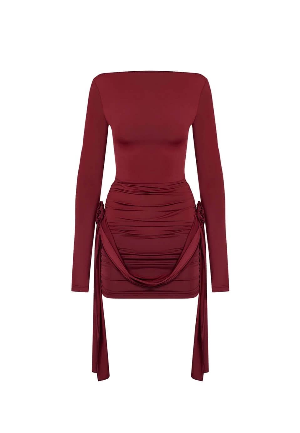 Ilyssia™ - Boat-Neck Mini Garnet Dress