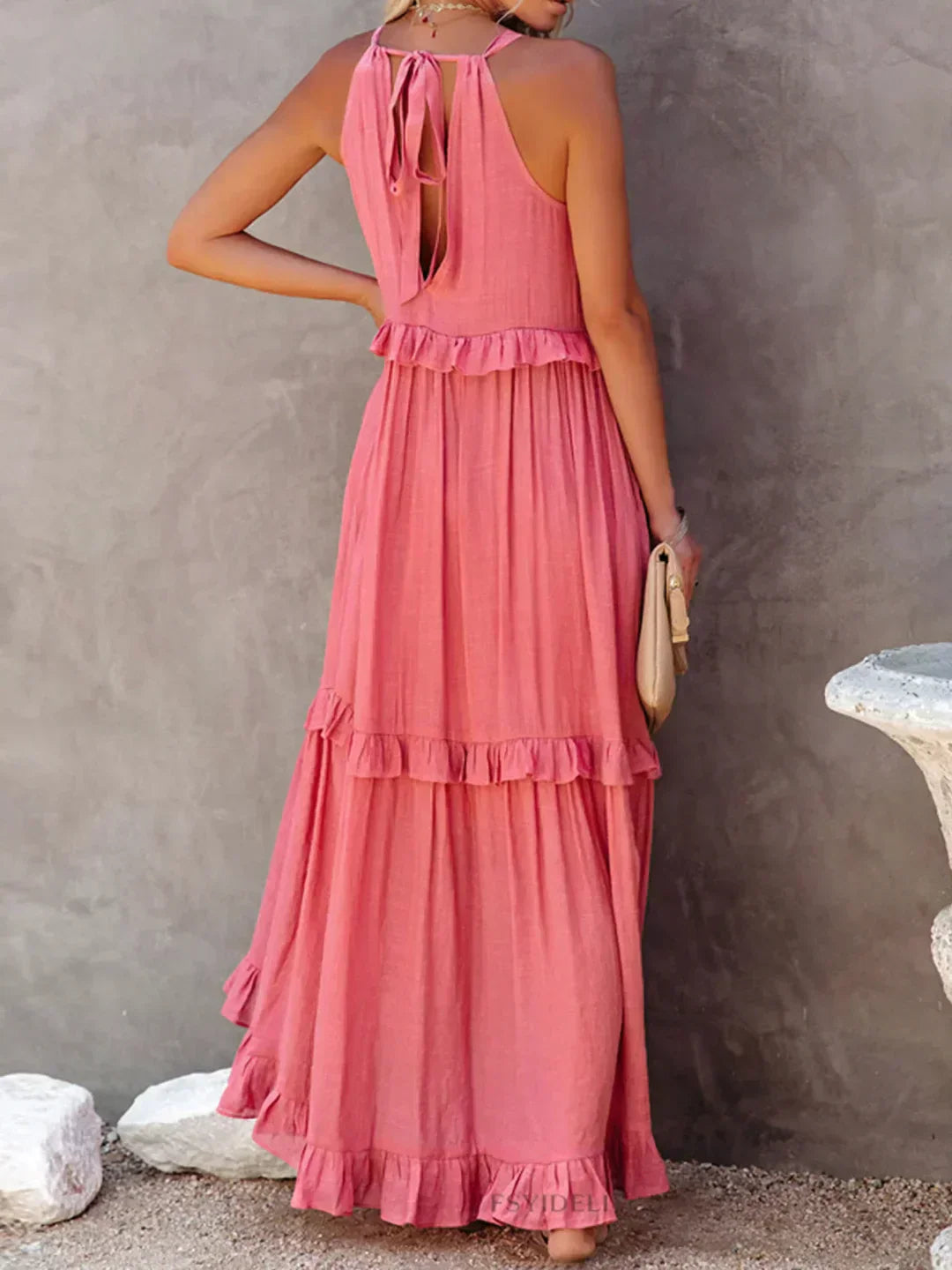 Meara - Halter Ruffle Maxi Dress