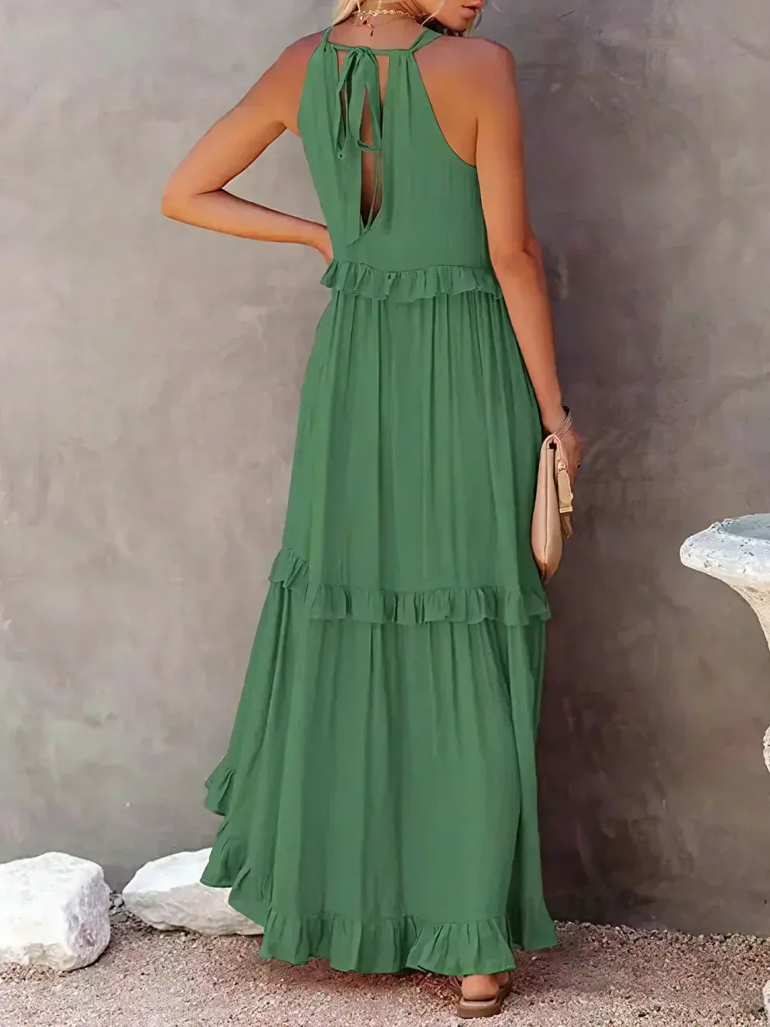 Meara - Halter Ruffle Maxi Dress