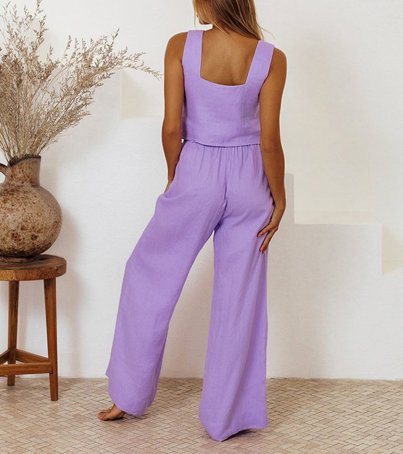 Evelyne™ - Luxe Minimalist Top & Wide-Leg Pants Set