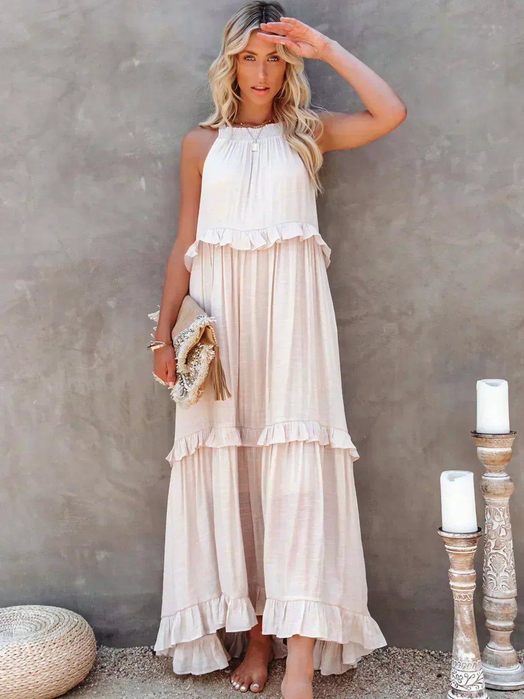 Emily™ - Halter Ruffle Maxi Dress