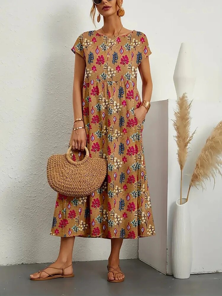 Sashira™ - Slimming Floral Midi Dress