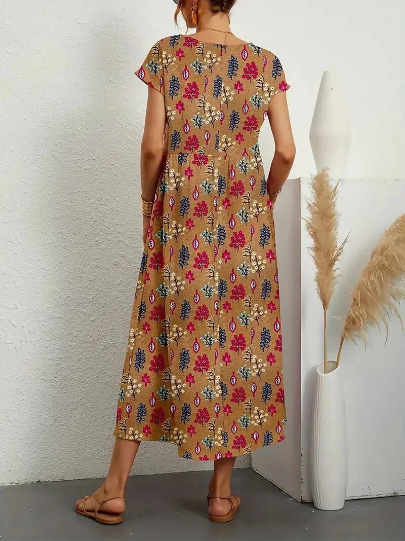 Sashira™ - Slimming Floral Midi Dress