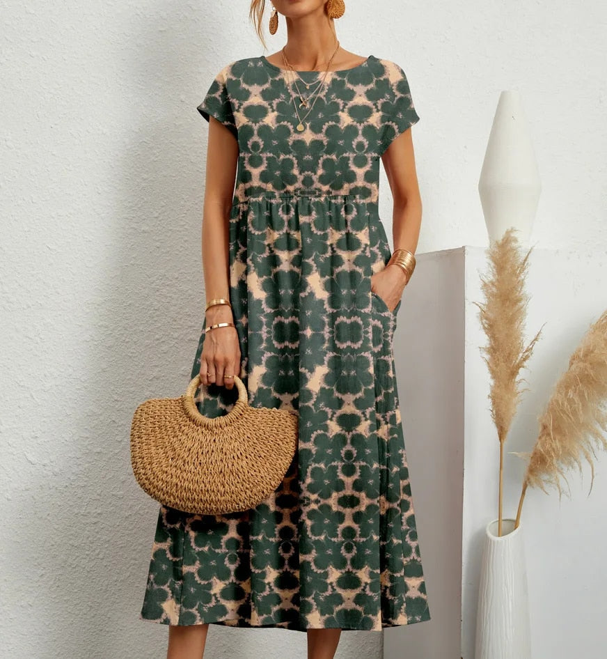 Sashira™ - Slimming Floral Midi Dress