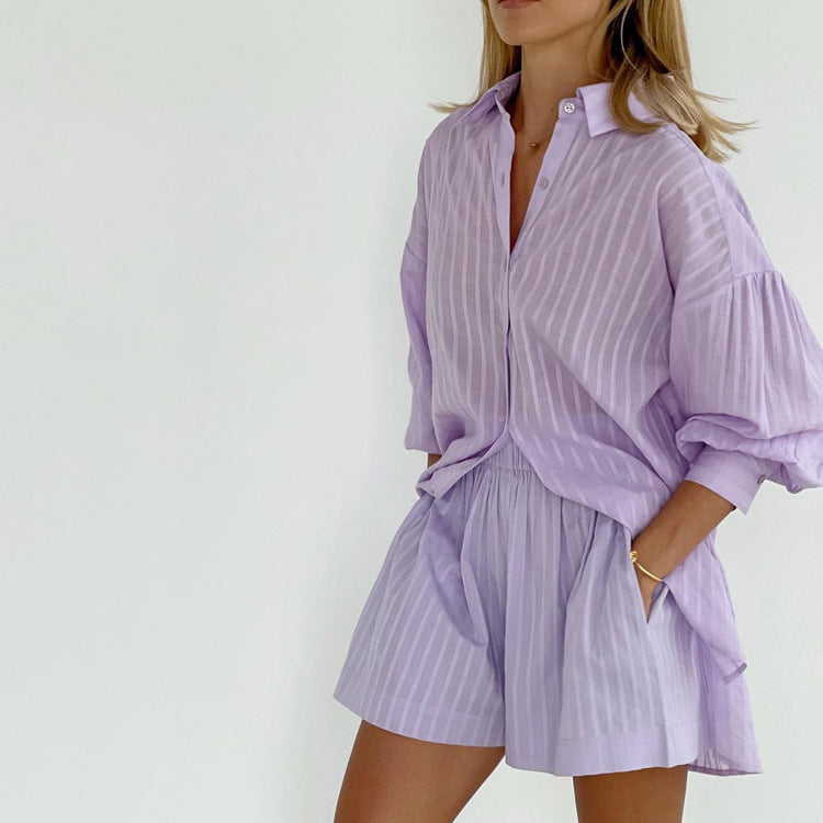 Liliane™ - Chic Breezy Button-Up & Shorts Set