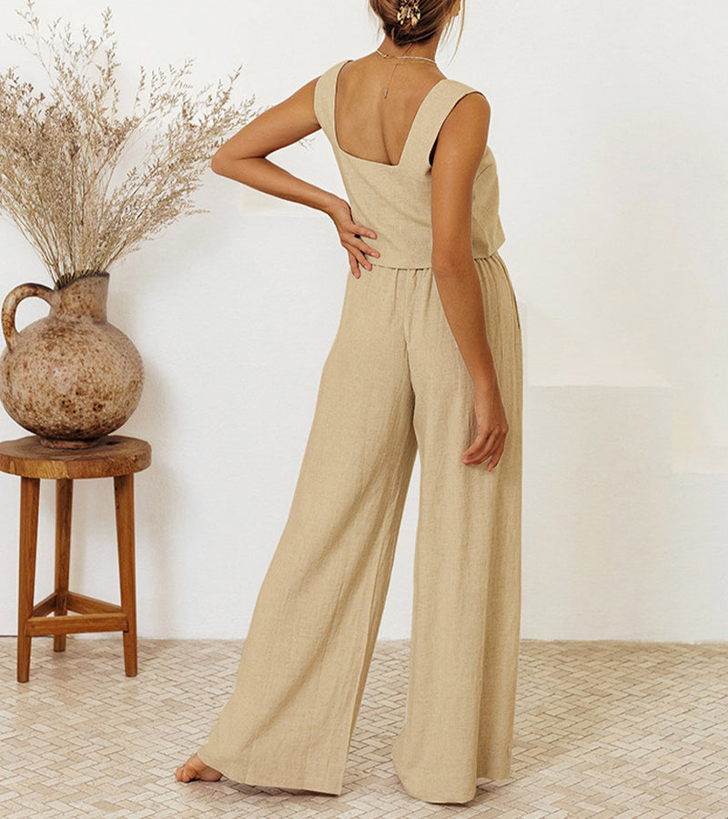 Evelyne™ - Luxe Minimalist Top & Wide-Leg Pants Set